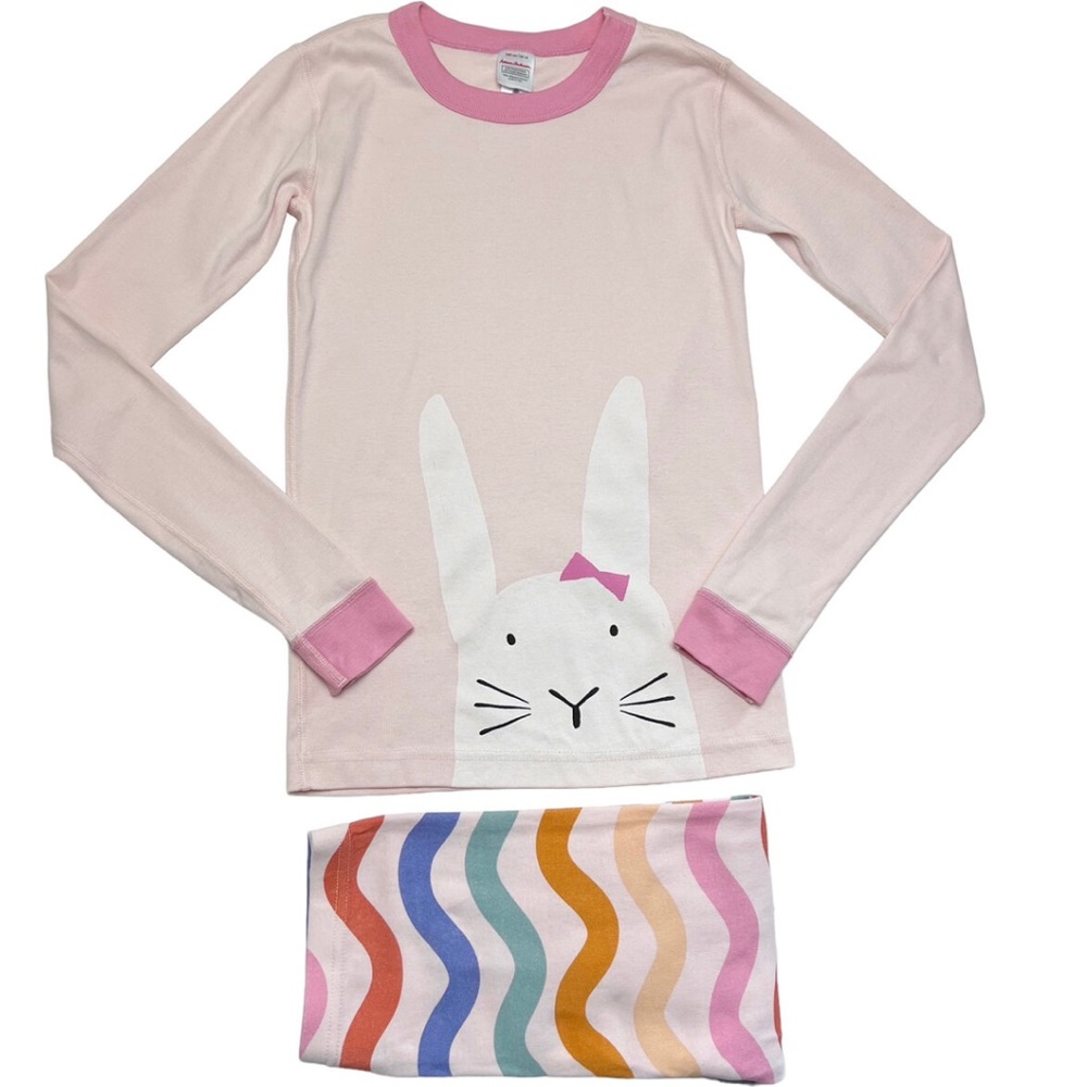 Hanna Andersson Organic Bunny & Wavy Stripes Pajama Set